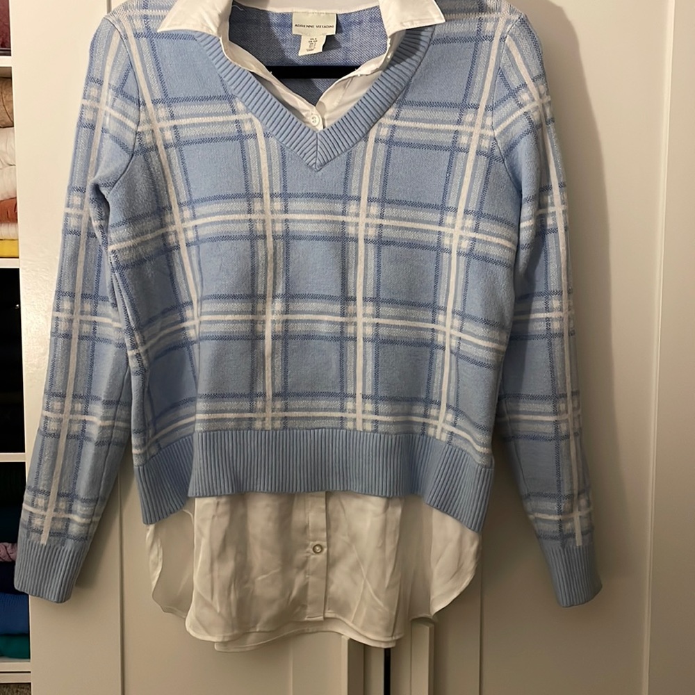 Light Blue Plaid Sweater